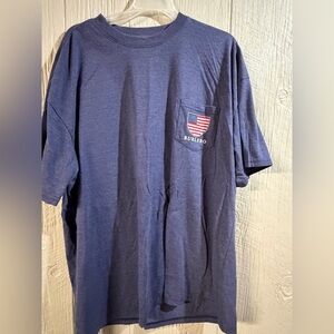 BURLEBO Men's Navy Tee with Flag Pocket